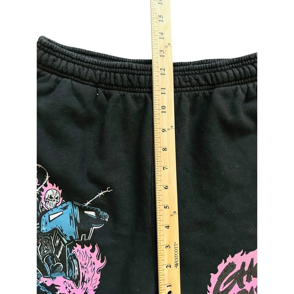 Streetwear Warren Lotas Ghost Rider Graphic Sweat Shorts Medium Black Marvel 90s
